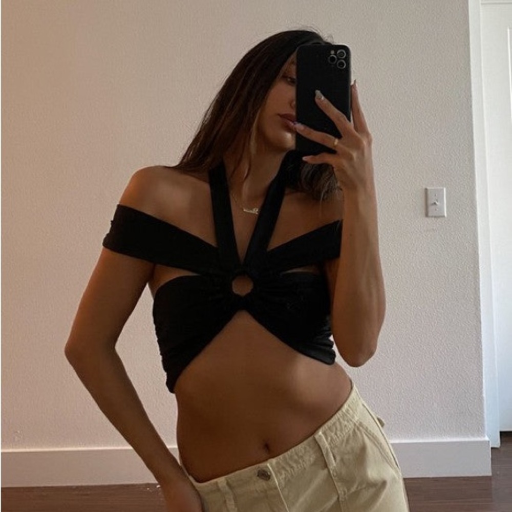 Cut Out Halter Strappy Crop Top